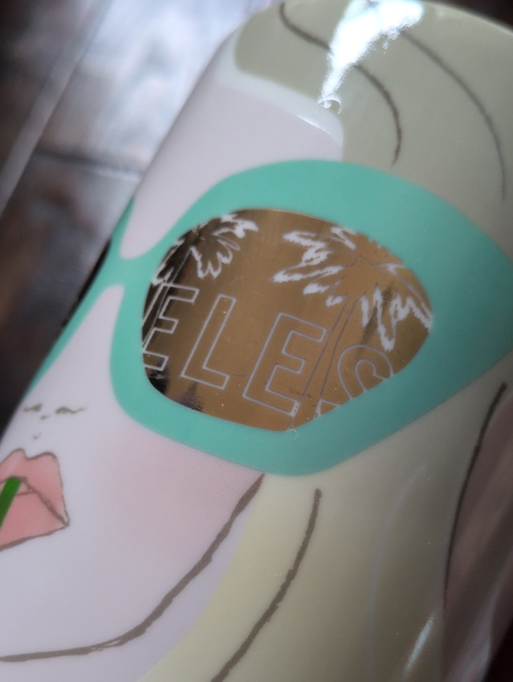 STARBUCKS I NWT 2021 Los Angeles Metallic Sunglasses Ceramic Tumbler with Lid - Picture 5 of 15